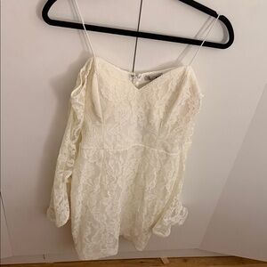 Fashion Nova Cream Lace Mini Dress
